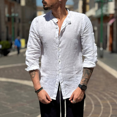 Camicia di lino Collo Coreano